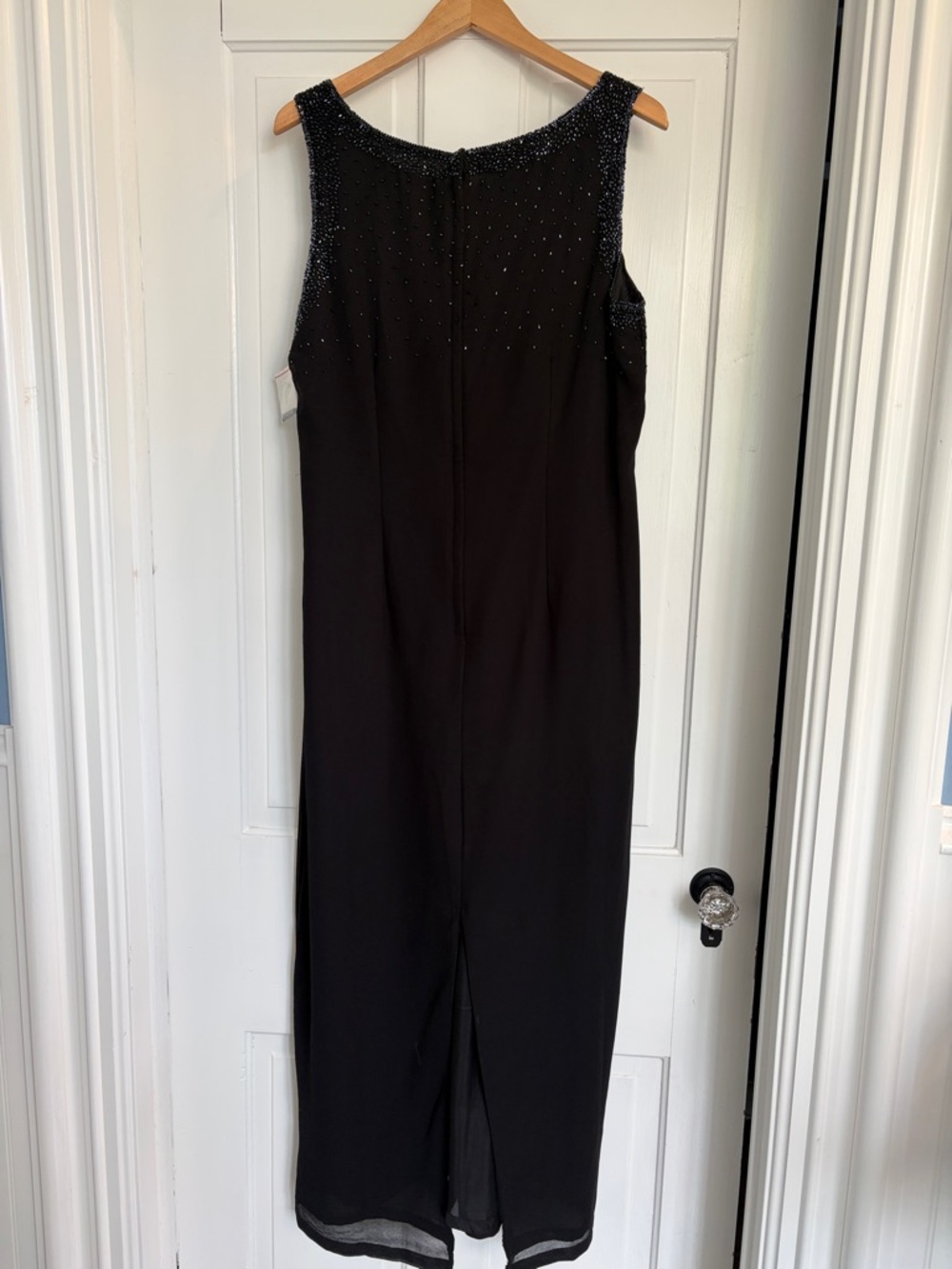 J Kara Black Beaded Long Dress/Jacket with Sheer Sleeves Sz 16 Wedding/ Mother - Picture 13 of 15